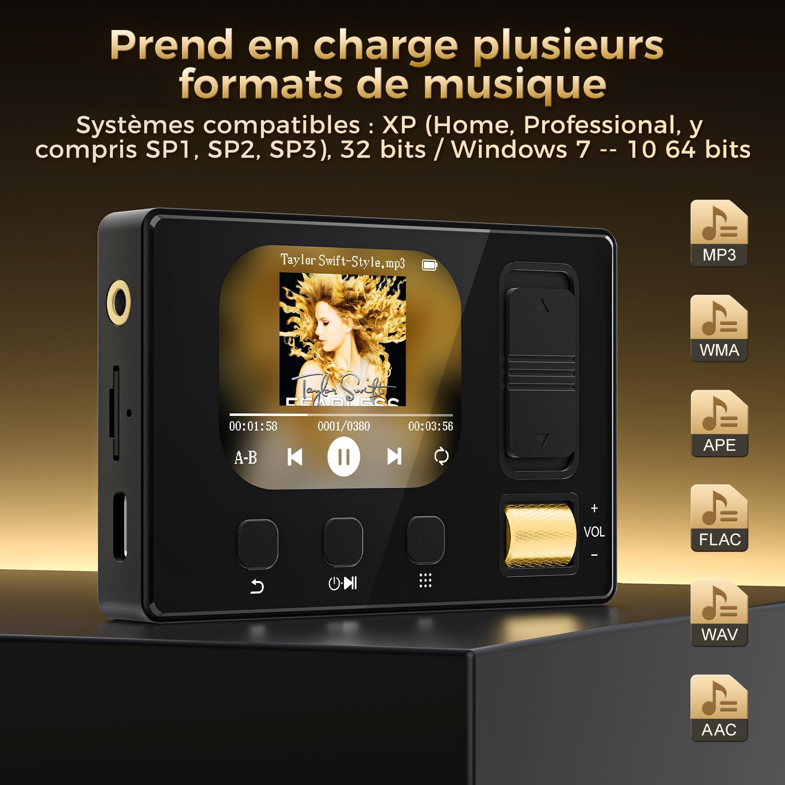 Lecteur MP3 avec Bluetooth 5.3, Lecteur MP3 Diofox HiFi avec Haut-Parleur, 32 Go de Stockage, 6 Styles de Musique, égaliseur, Radio FM, Carte TF jusqu'à 128 Go, Lecteur de Musique Portable Noir