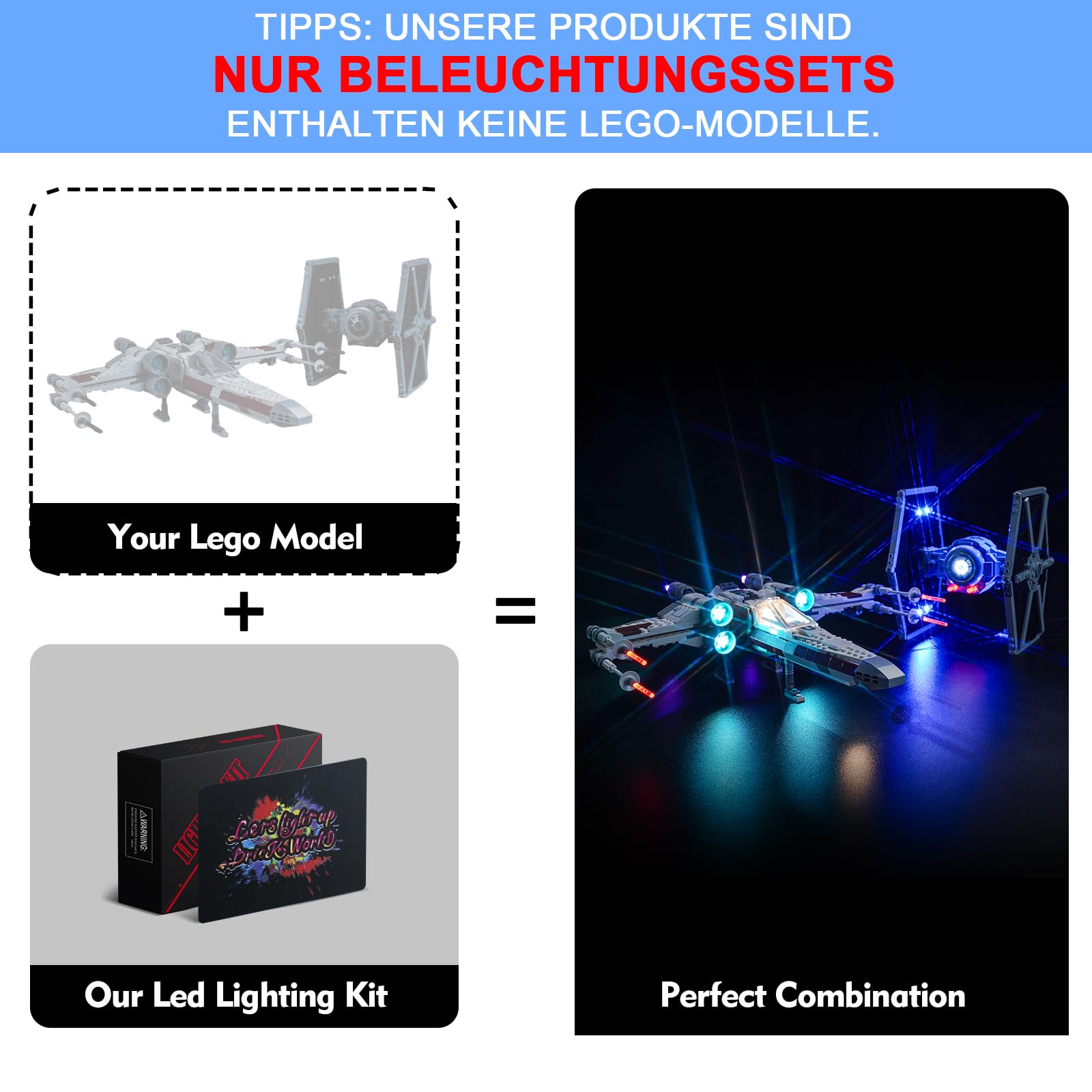LocoLee Licht Kompatibel mit Lego 75393 Mashup aus TIE Fighter & X-Wing (Kein LEGO-Set), Licht BeleuchtungSet Compatible with LEGO Mashup aus TIE Fighter & X-Wing