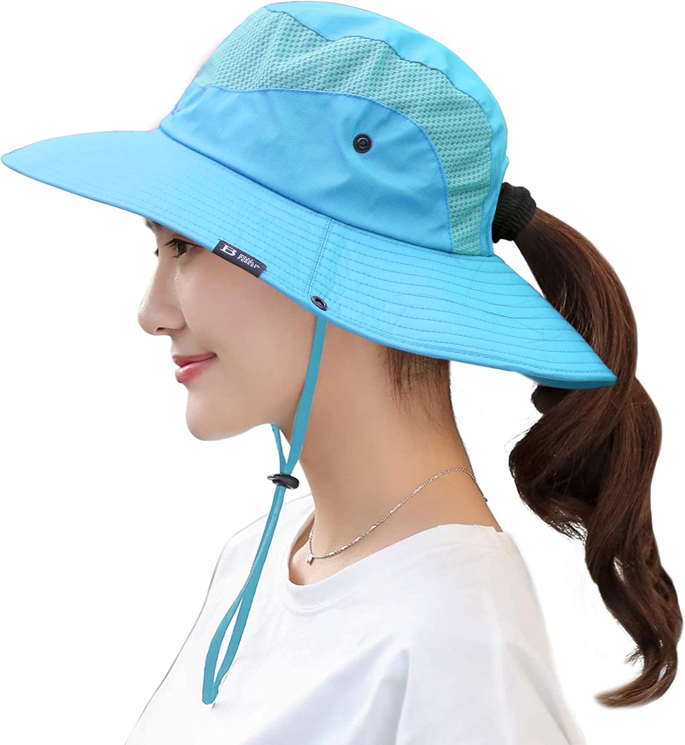 Women's Summer Sun Outdoor UV Protection Foldable Mesh Wide Brim Beach Fishing Bucket Hat