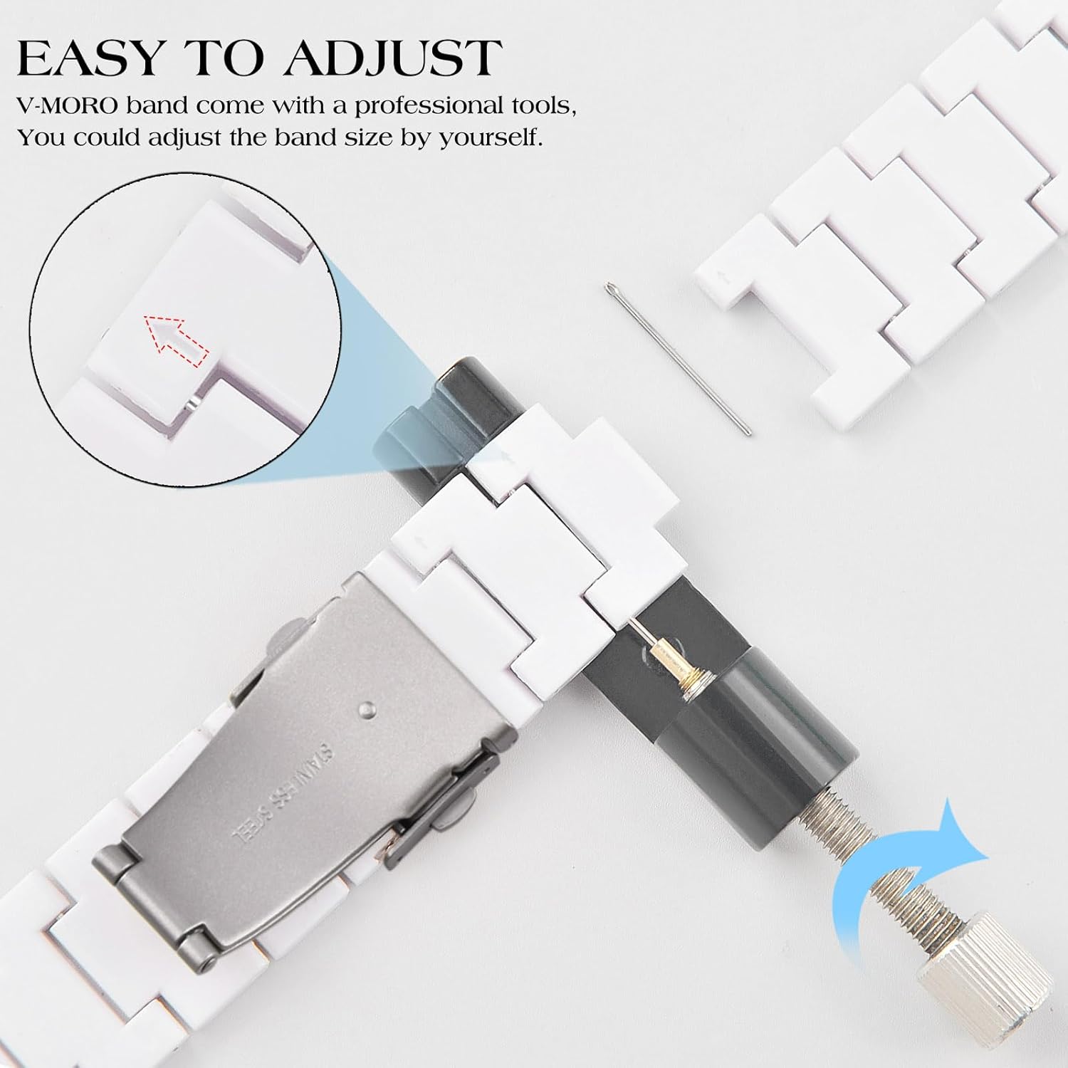 V-MORO Resin Band Compatible with Apple Watch Bands Series 11/10/9/8/7 41/42/40/38mm iWatch 6/5/4/3/2/1/SE with Starlight Buckle Fashion Wristband Strap Women Men(Pure White,42mm/41mm/40mm/38mm)