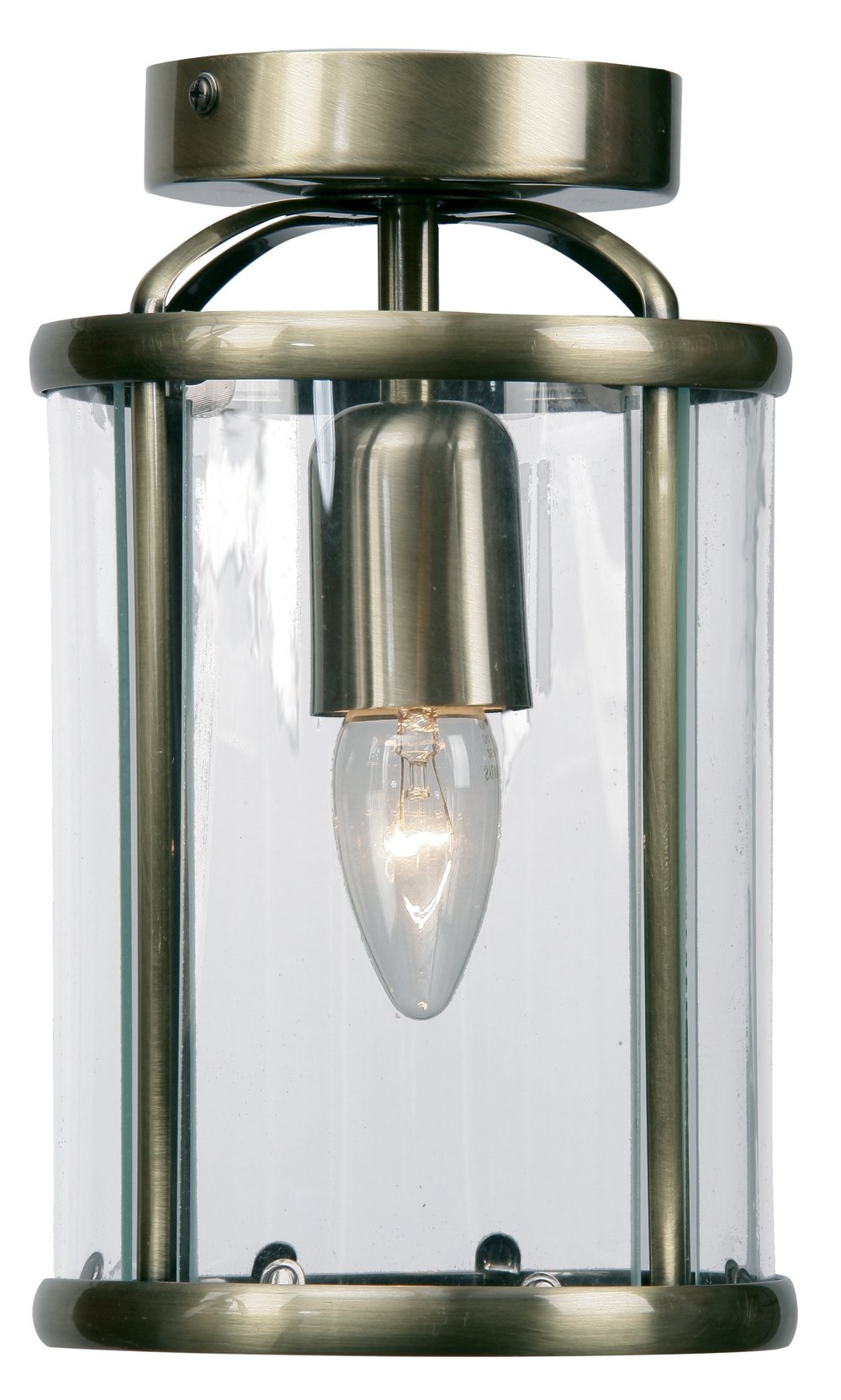 Oaks Lighting Antique Brass Fern Flush Lantern Finish