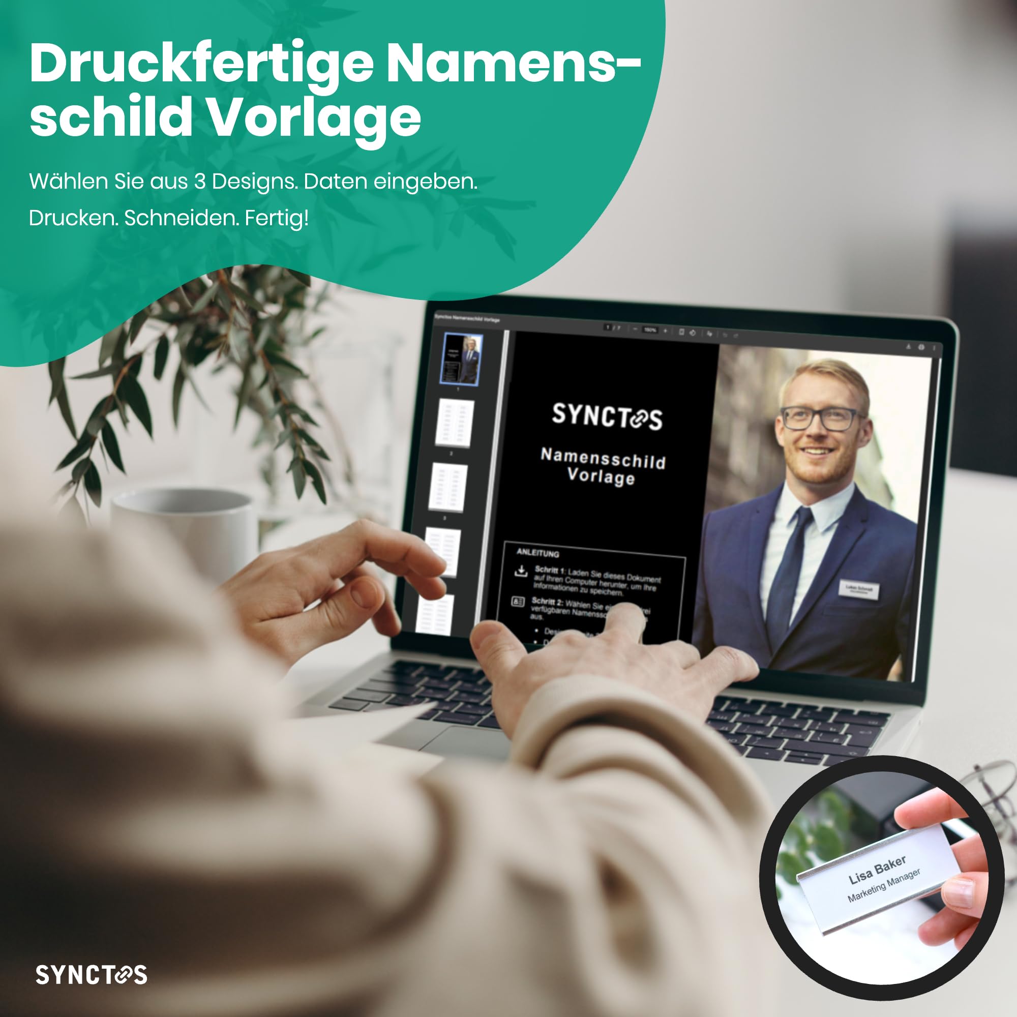 Namensschild Magnetisch - 20 Stück - 3 Starke N40 Neodym-Magnete - Perfekt für Messen & Konferenzen - Hochwertig Aluminium Namensschilder für Kleidung - Inkl. Handlicher Druckvorlage - 72x31mm