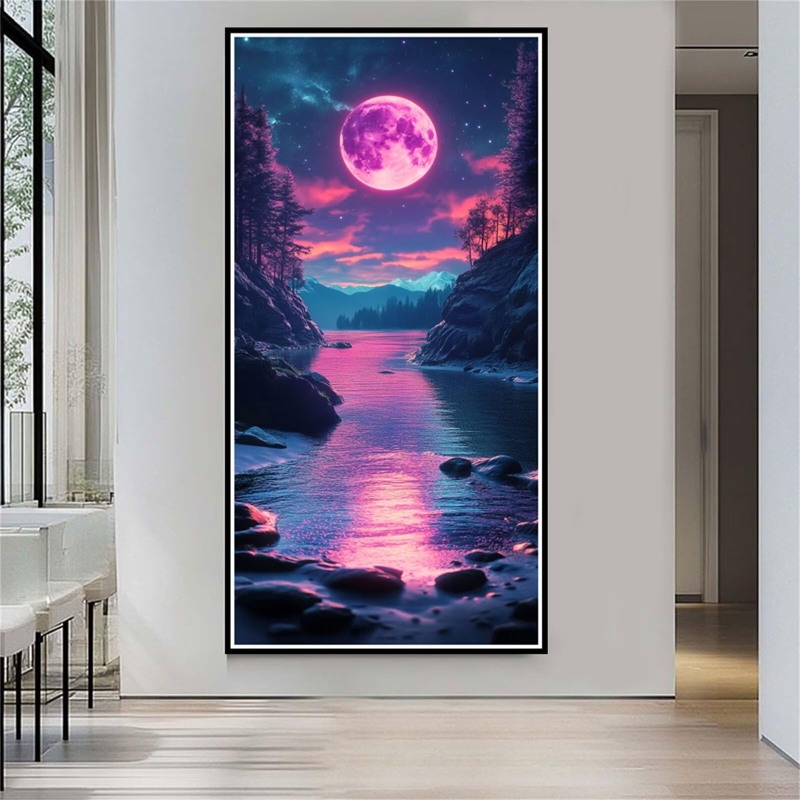 Diamond Painting Erwachsene, Landschaft Diamond Painting XXL 50x100 cm 5d Diamant Malerei Kinder, Mosaik Bastelset Erwachsene Frauen Anfänger Diamant Art Stickerei Set, Home Wand Dekor, Mond c-976