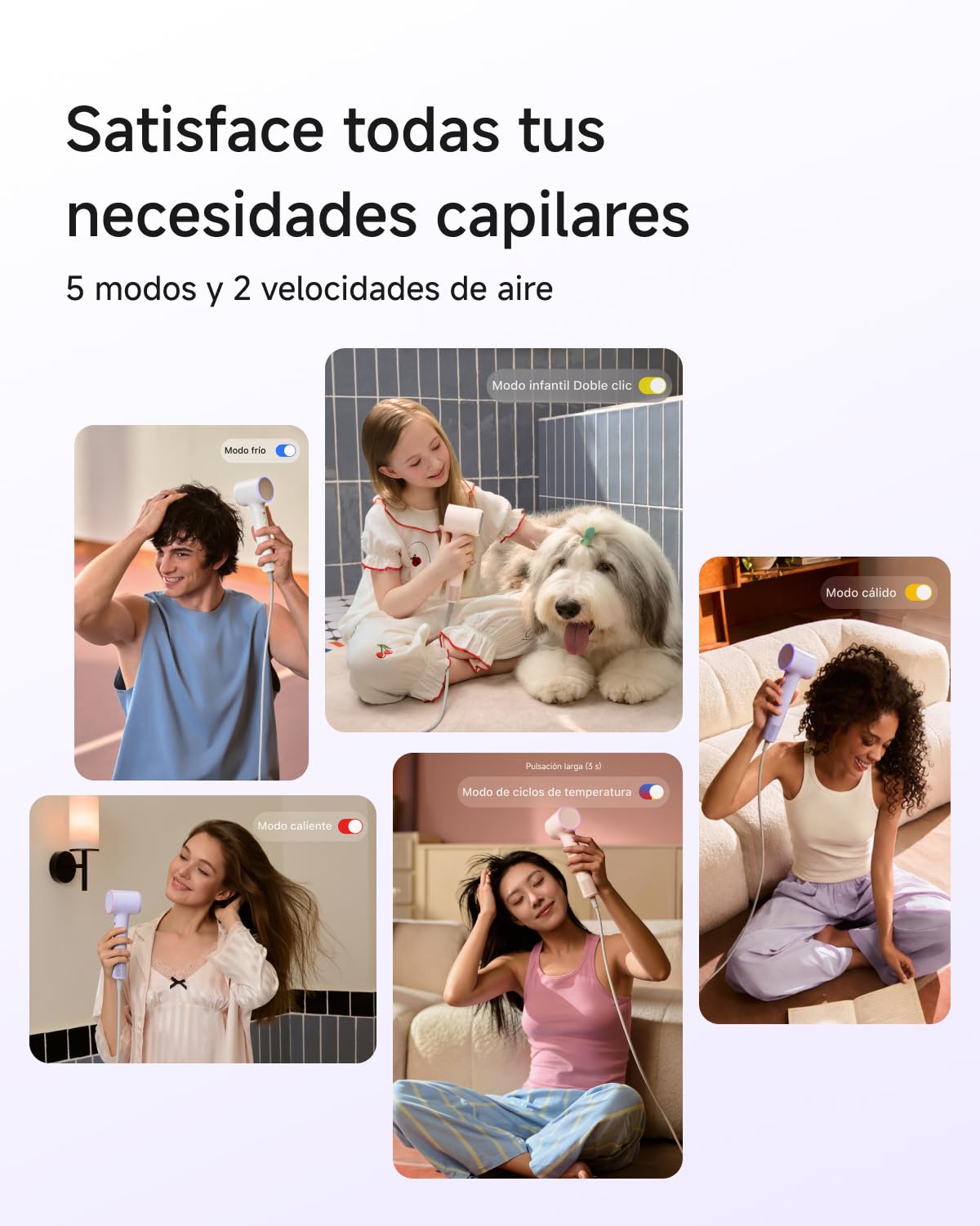 Laifen Air Secador de Pelo Ultra-Ligero 280 g, 200 Millones de Iones Negativos, Secado Rápide en 3 Min, Silencioso 60 dB con Modo Niños & Boquilla Alisadora, Ideal para Viajes (Beige Té con Leche)