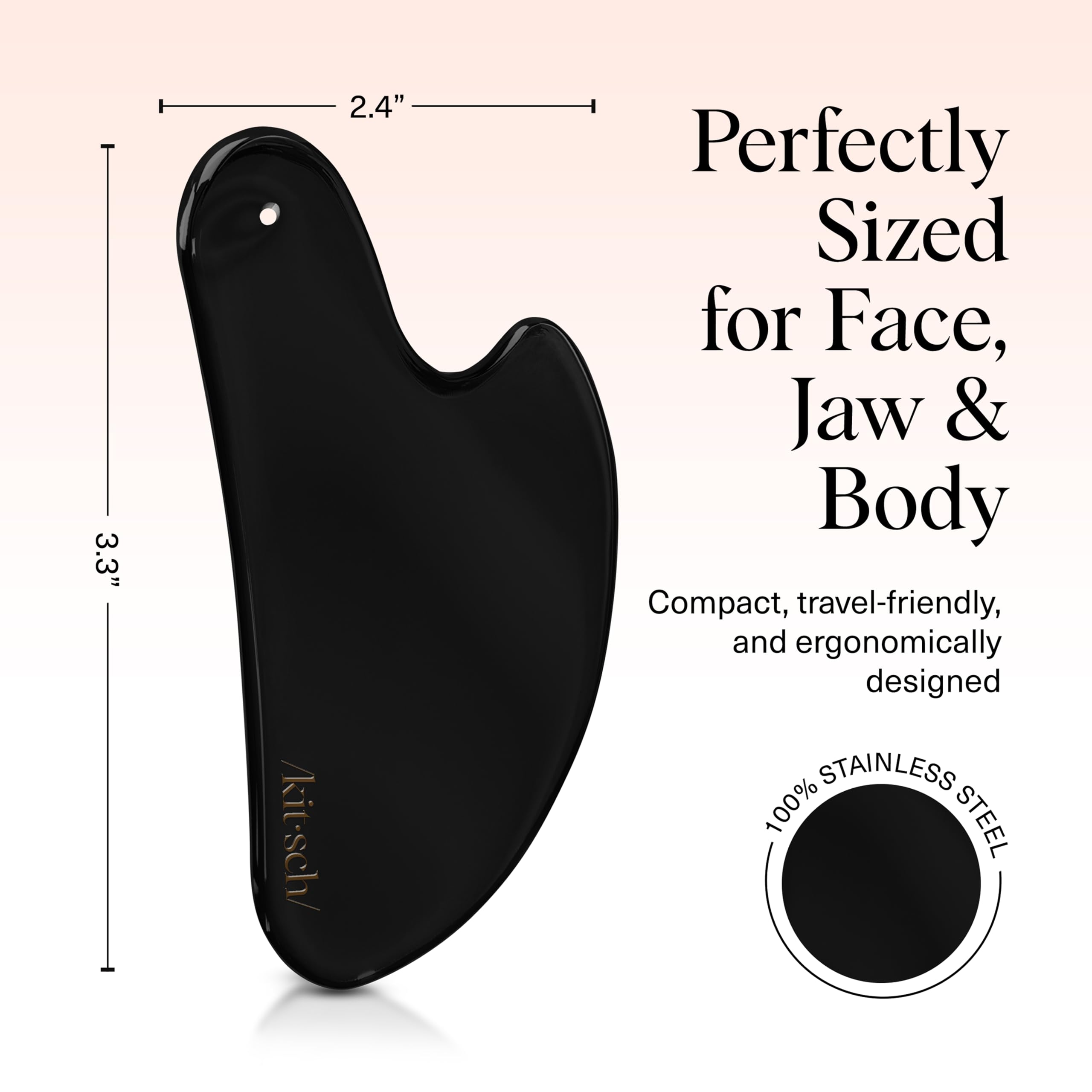 Kitsch Stainless Steel Gua Sha Facial Tools - Guasha Tool for Face, Face Sculpting Tool, Jawline Shaper, Double Chin Reducer, Body Gua Sha Tools, Lymphatic Drainage Massager, Facial Skin Care -: Matte Black