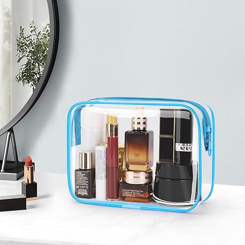 Miniatura 6 de Wedama Bolsa de aseo aprobada por la TSA, 2 bolsas de cosméticos con cremallera, accesorios de viaje de aeropuerto, bolsas de maquillaje de PVC para