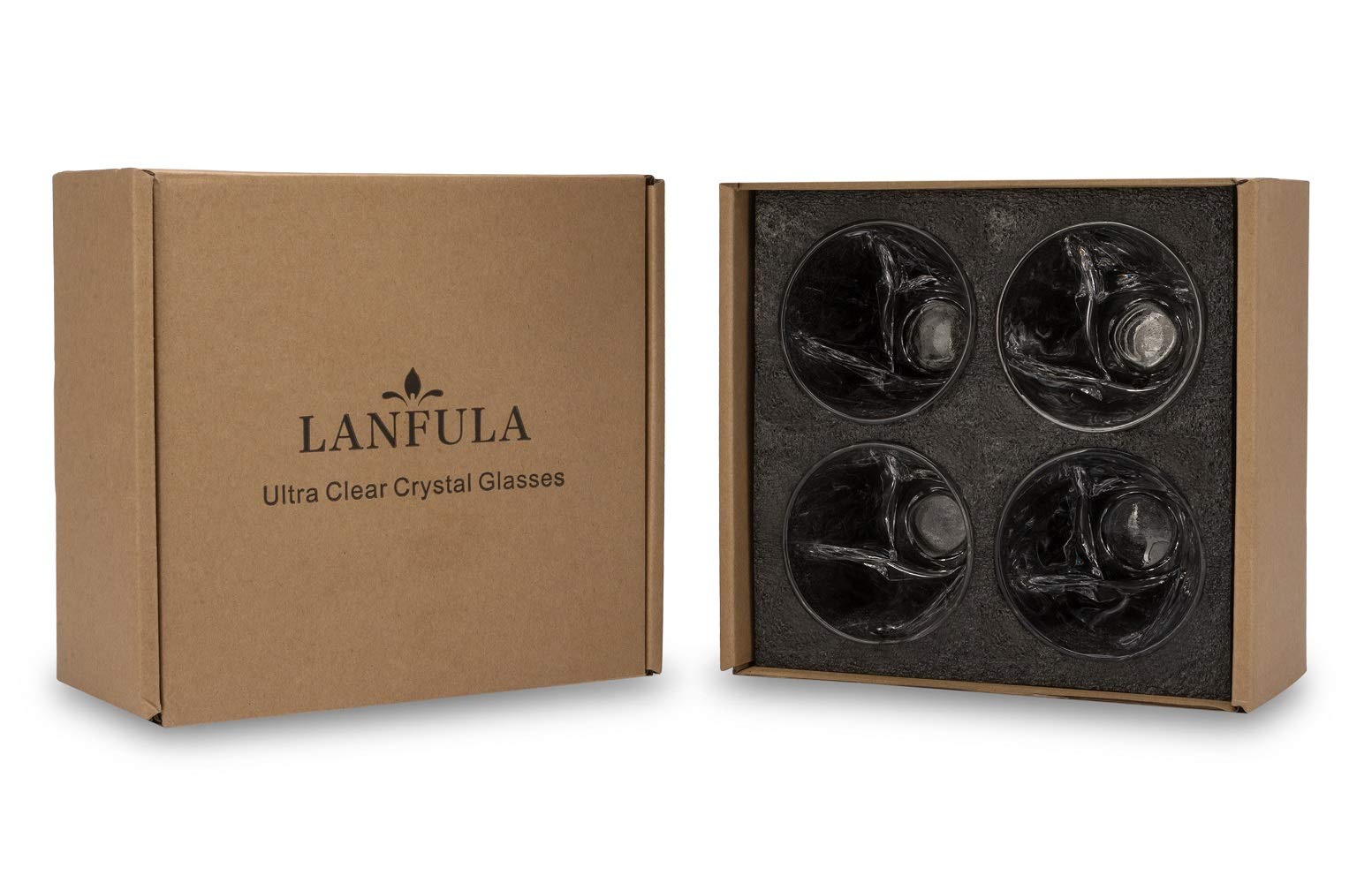 Rocks Style Whiskey Glass Set of 4 - LANFULA Premium Lead Free Crystal Old Fashioned Cocktail Glass Tumbler For Whisky, Scotch or Bourbon - Twist - 10 Oz 1