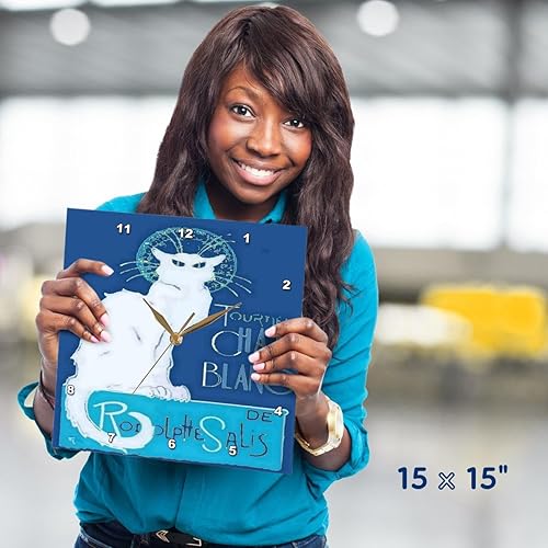 Miniatura 5 de 3dRose Reloj de pared silencioso - 15 pulgadas - Tournee Chat Blanc Parody Le Chat Noir - envejecido - Arte de póster vintage - Le Chat Blanc