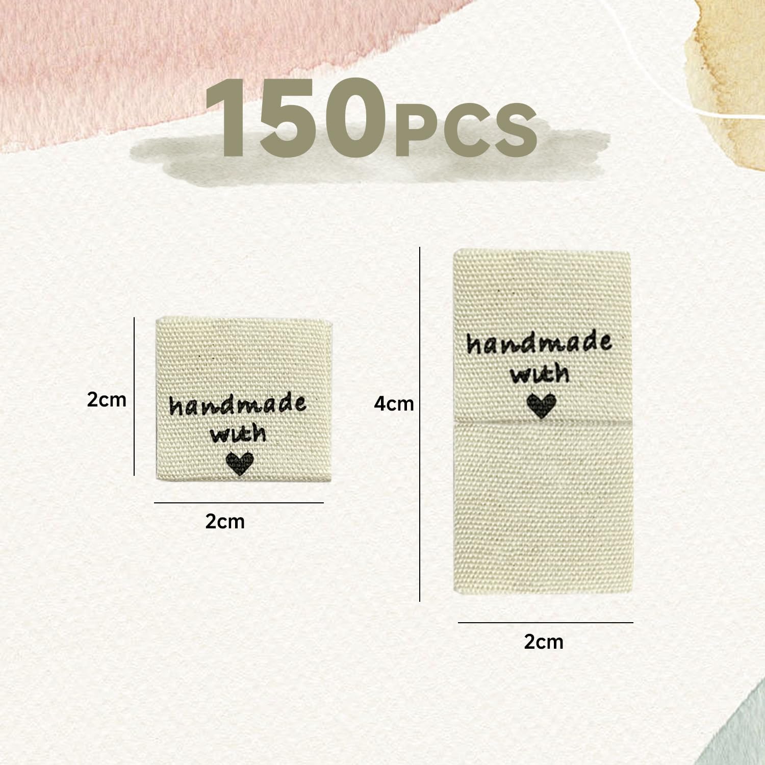 150 Pieces Clothing Labels, Clothing Collar Labels, Handmade Fabric Labels with Love, Double-Sided Woven Clothing Labels - Image 2
