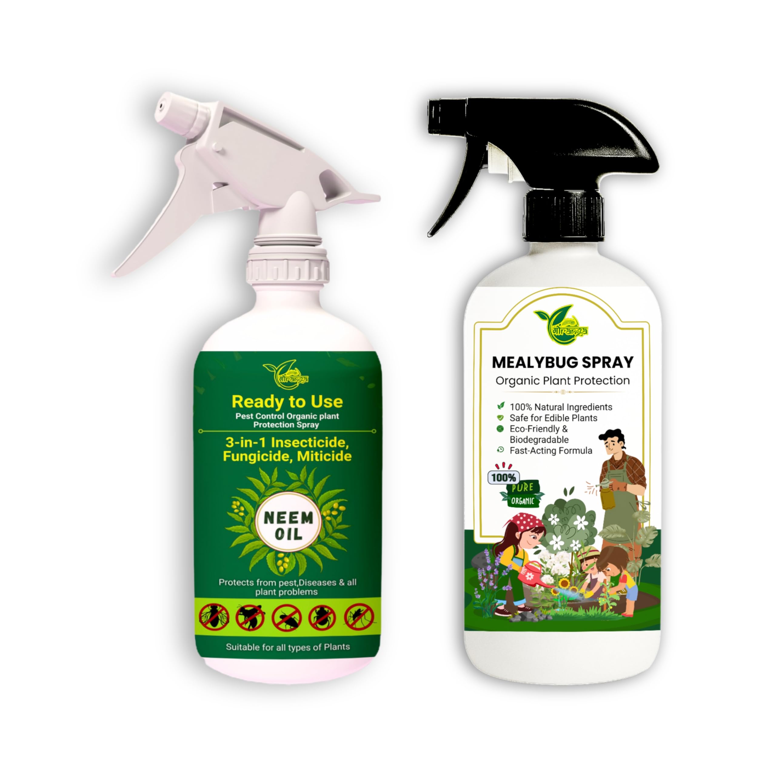 Gauranga Organic Plant Protection Spray Combo – Neem Oil & Mealy Bug Repellent for Indoor & Outdoor Plants, Fruits, Vegetables & Flowers - 500ML (Pack of 2)-image-18