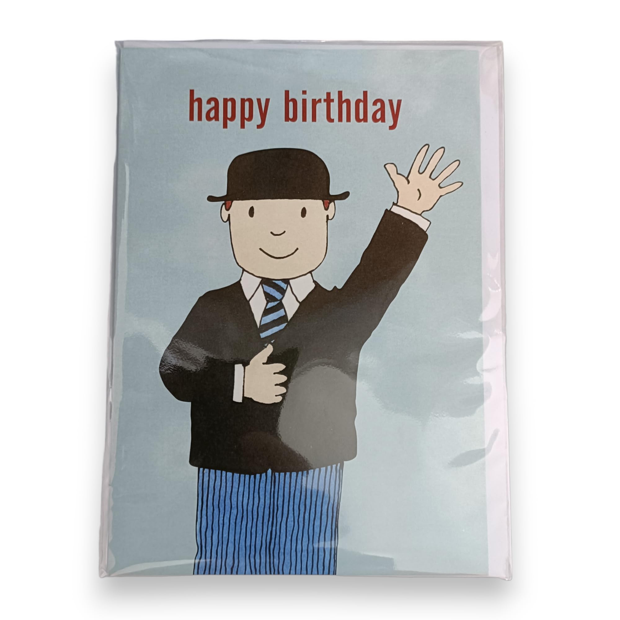 Mr Benn Blue Happy Birthday Card Waving