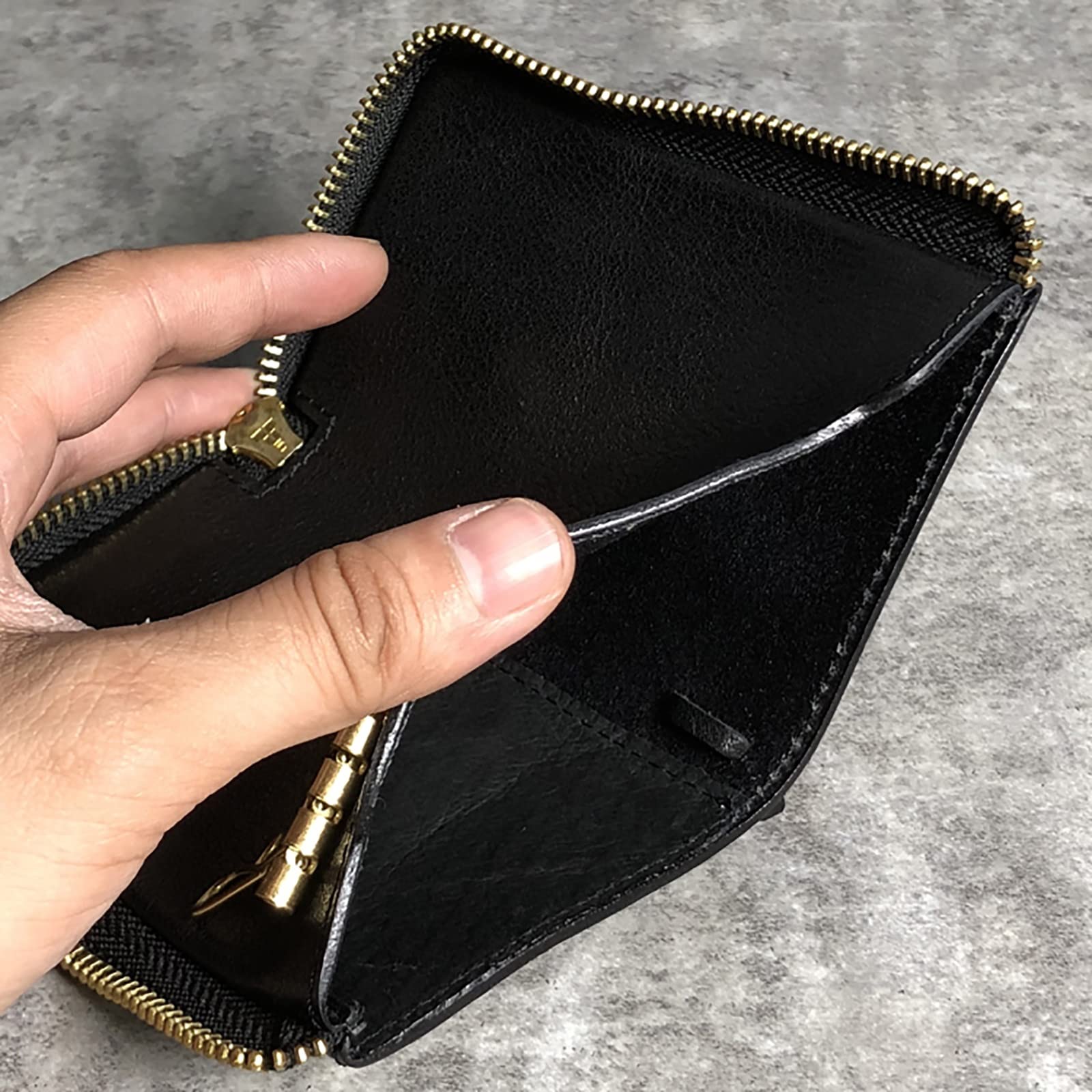 Étui à clés de Voiture Cuir Matériel Clé De Voiture Sac Hommes Vintage Cuivre Zip pour Hommes et Femmes