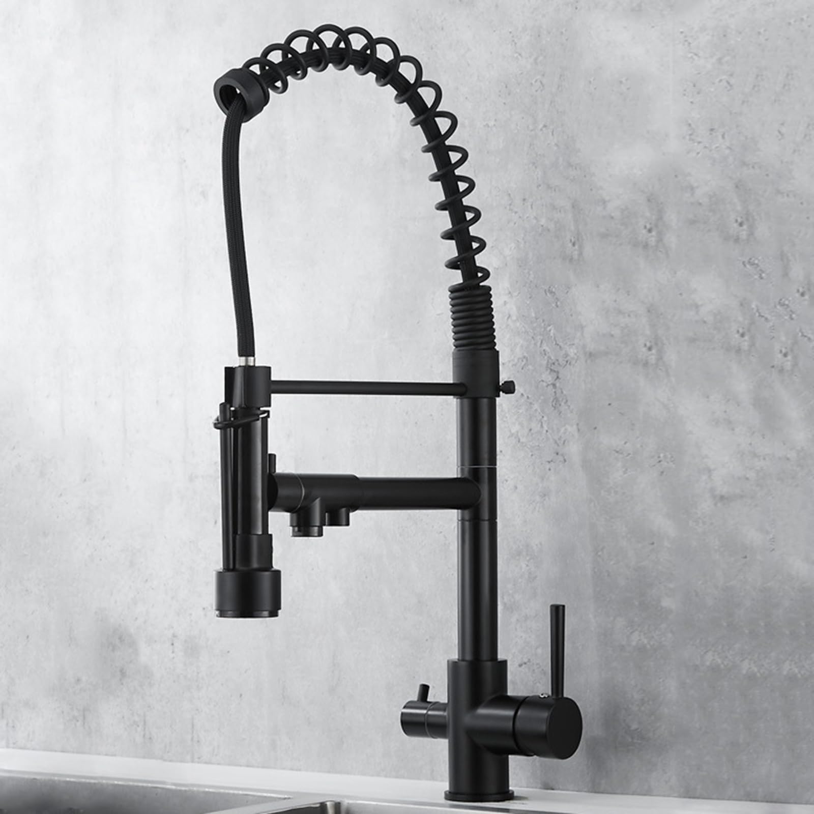 BHFPFZA 3-Way Ch Filter Tap for Kitchen Sink - 360° Swivel Pull-Out Mixer Tap 3-in-1 Drinking Water Faucet Slish and Functal Kitchen Upgrade