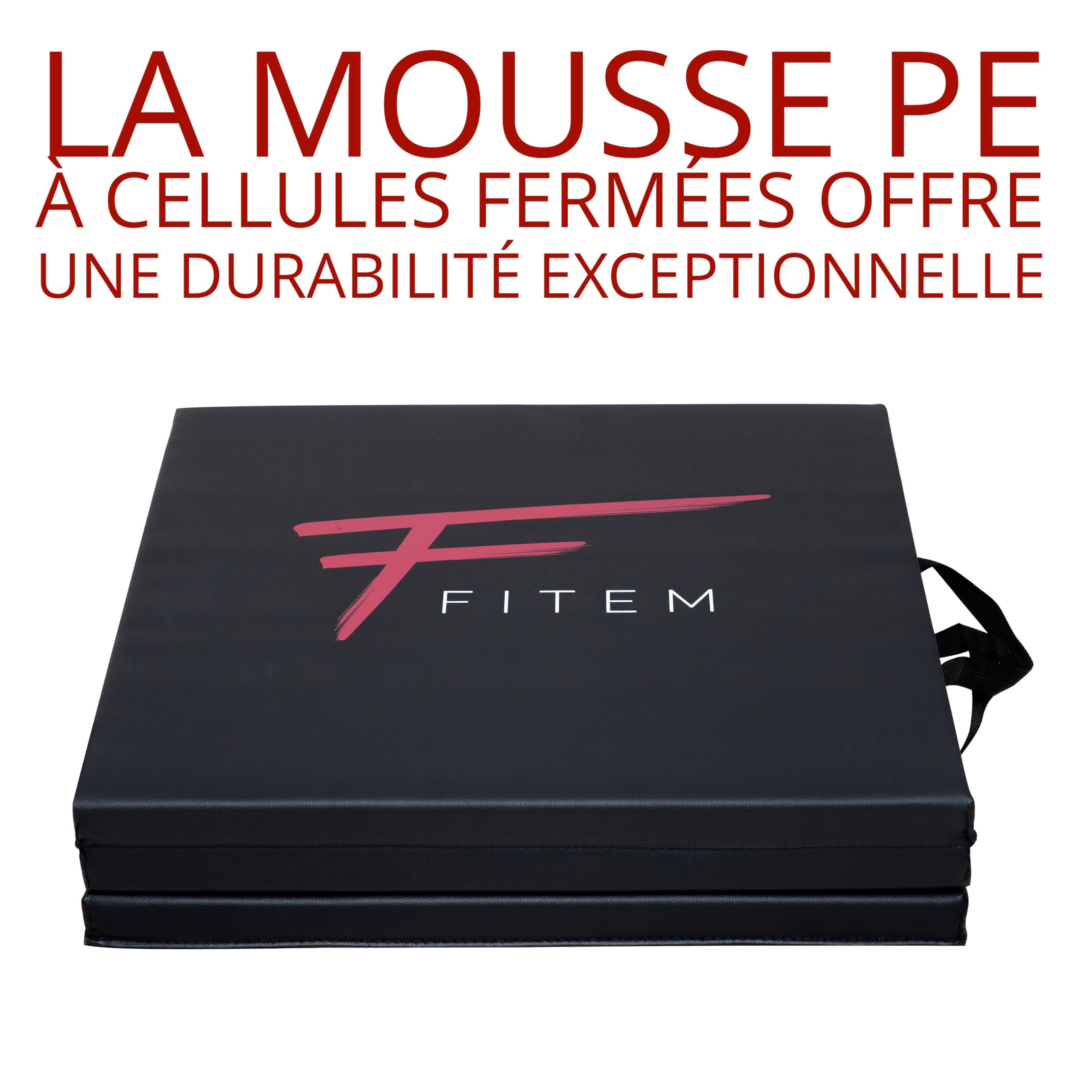 Fitem Tapis de Sol Pliable Epais Haute Gamme Taille 240 x 120 x 4 cm ou 180 x 60 x 4 cm avec Poignets de Transport pour Gym,Yoga,MMA, Sport, Gymnastique, Fitness, Pilates, Musculation
