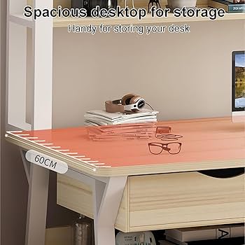 ナチュラルウッド パソコンデスク 上部棚付き Amazon | ハッチと本棚付きコンピュータデスク、上部収納棚付き