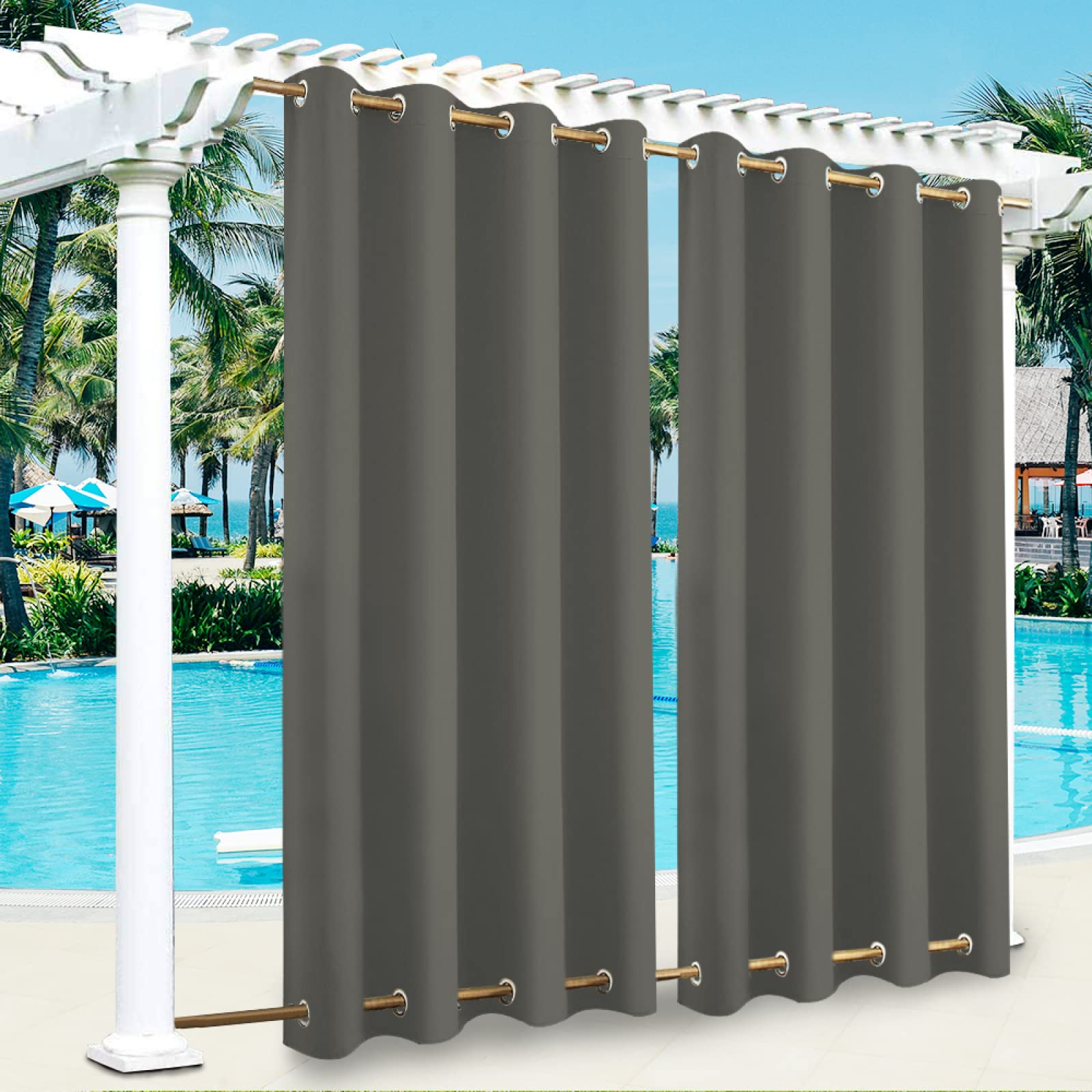 Tenda impermeabile per esterni, oscurante, termica, antivento, doppio passacavo per patio, giardino, pergola, gazebo, 304,8 x 243,8 cm, colore carciofo