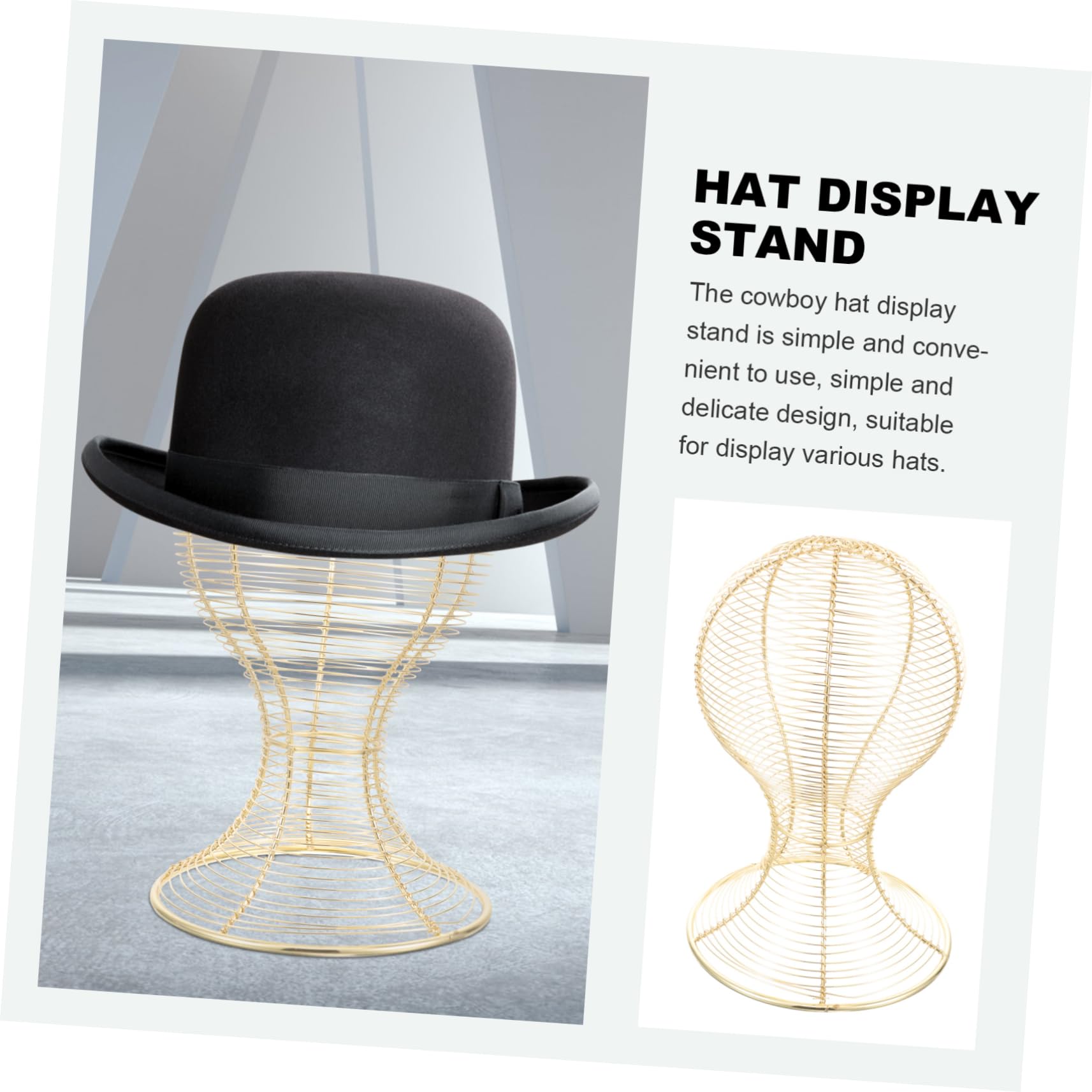 Support Présentoir à Chapeaux - Design Créatif Doré - Pour Maison, Boutique - Taille 25,5x17,5x17,5 Cm
