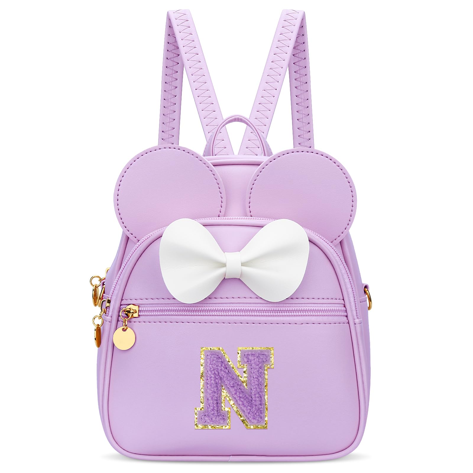 KKXIU Girls Initial Bowknot Cute Mini Backpack for Toddler, Travel Small Girl Backpacks, Personalized Valentine's Day Gifts for Little Girls and Kids(