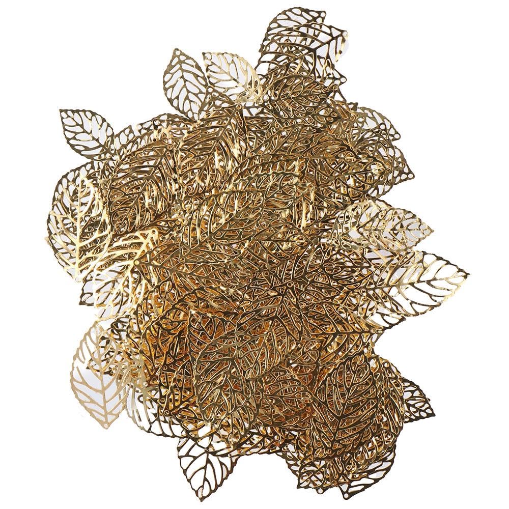 YYlingx 200 PCS Metal Hollow Leaf Charms Gold Leaf Pendants for Making Earring,Necklace,Bracelet,DIY Craft