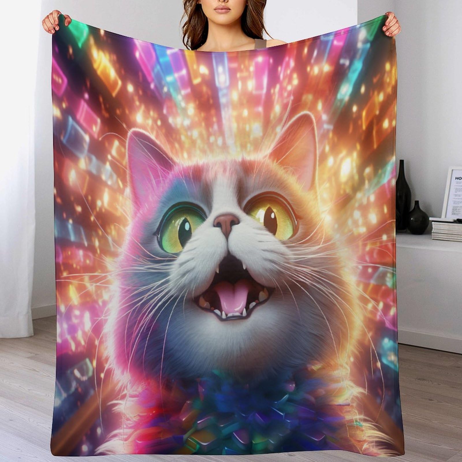 Couverture Polaire Flanelle Chat Plaid Lit Canapé Bébé Multi-usage 140x180