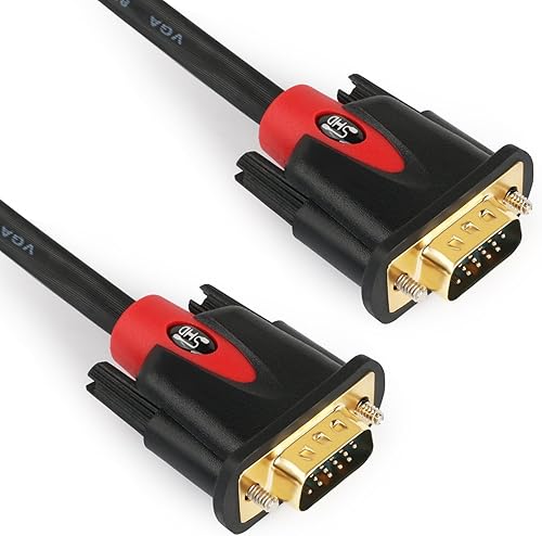 Miniatura 1 de SHD Cable VGA de 3 pies, VGA a VGA para monitor HD15 SVGA para PC, portátil, TV, proyector de color negro y rojo