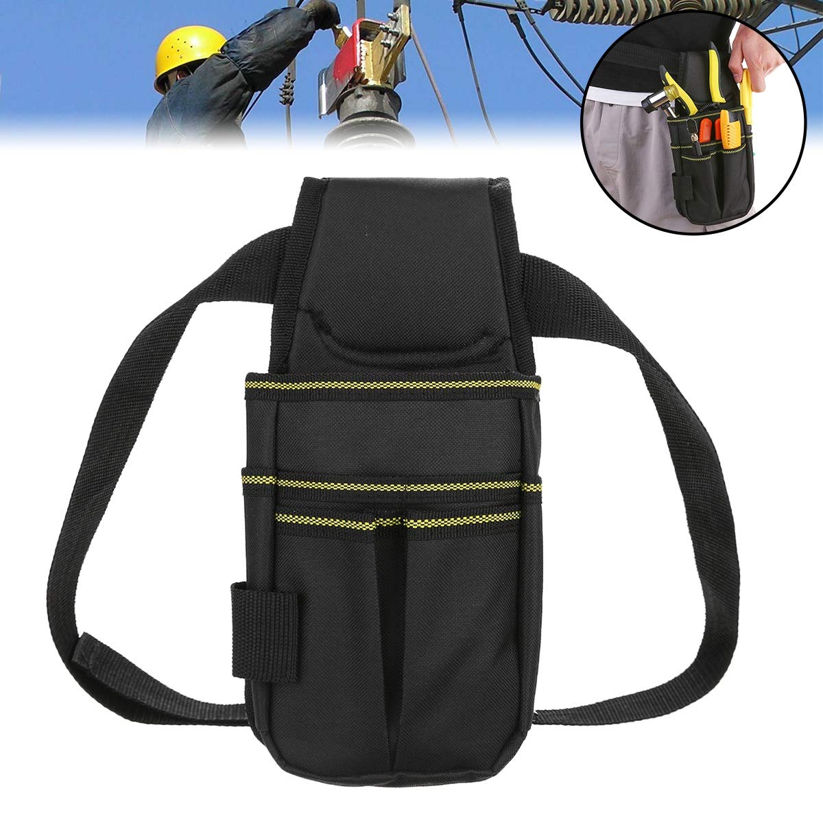 Bolsa de herramientas para electricista con cinturón y soporte | 10,6x5,1 pulgadas