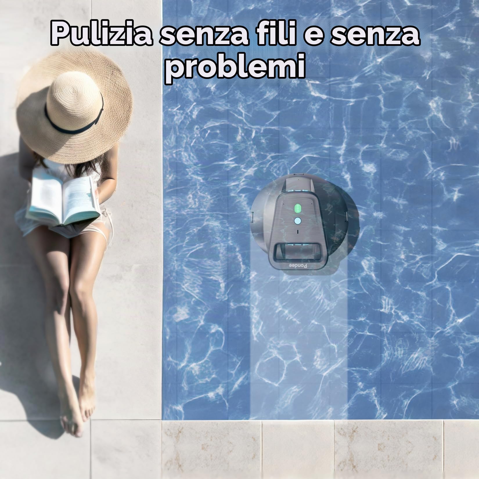 (Upgrade 2026) Pondee X1 Robot Piscine Sans Fil, Aspirateur Piscine Hors Sol avec 120 Min Autonomie, Stationnement Automatique, Recharge Rapide 2,5h, pour Piscines Hors-Sol et Enterrées jusqu'à 80 m²