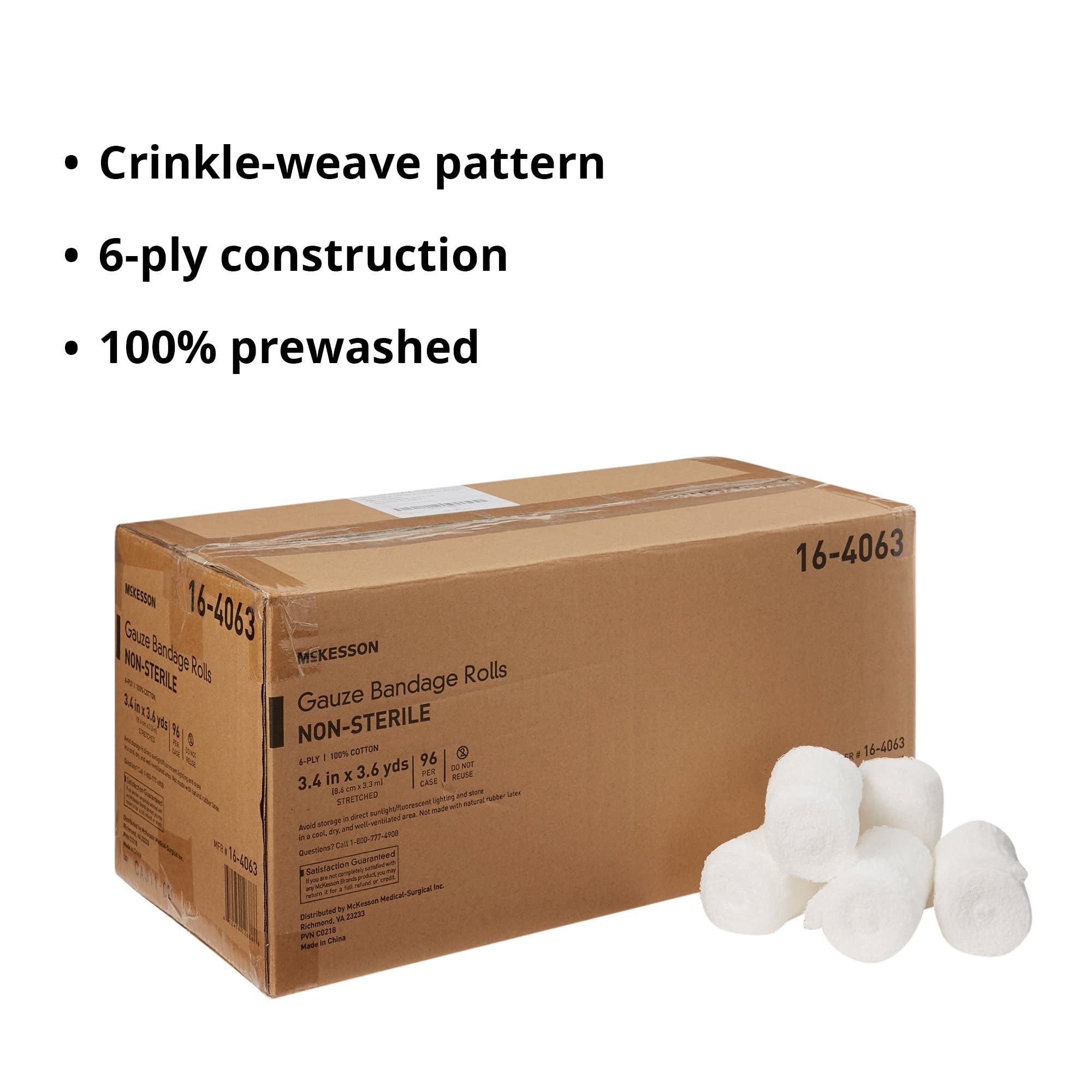 Amazon.com: McKesson Gauze Bandage Rolls, Non-Sterile, 6-Ply, 100