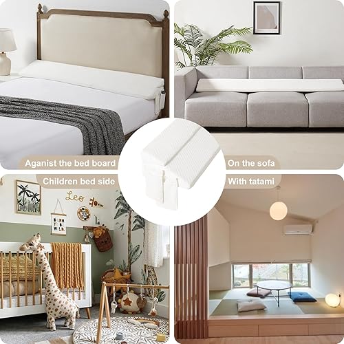 Miniatura 8 de Homemate Almohada plegable de cuña de cama tamaño King de 76 pulgadas para cabecero, relleno de espacio de cama mejorado entre el colchón y la