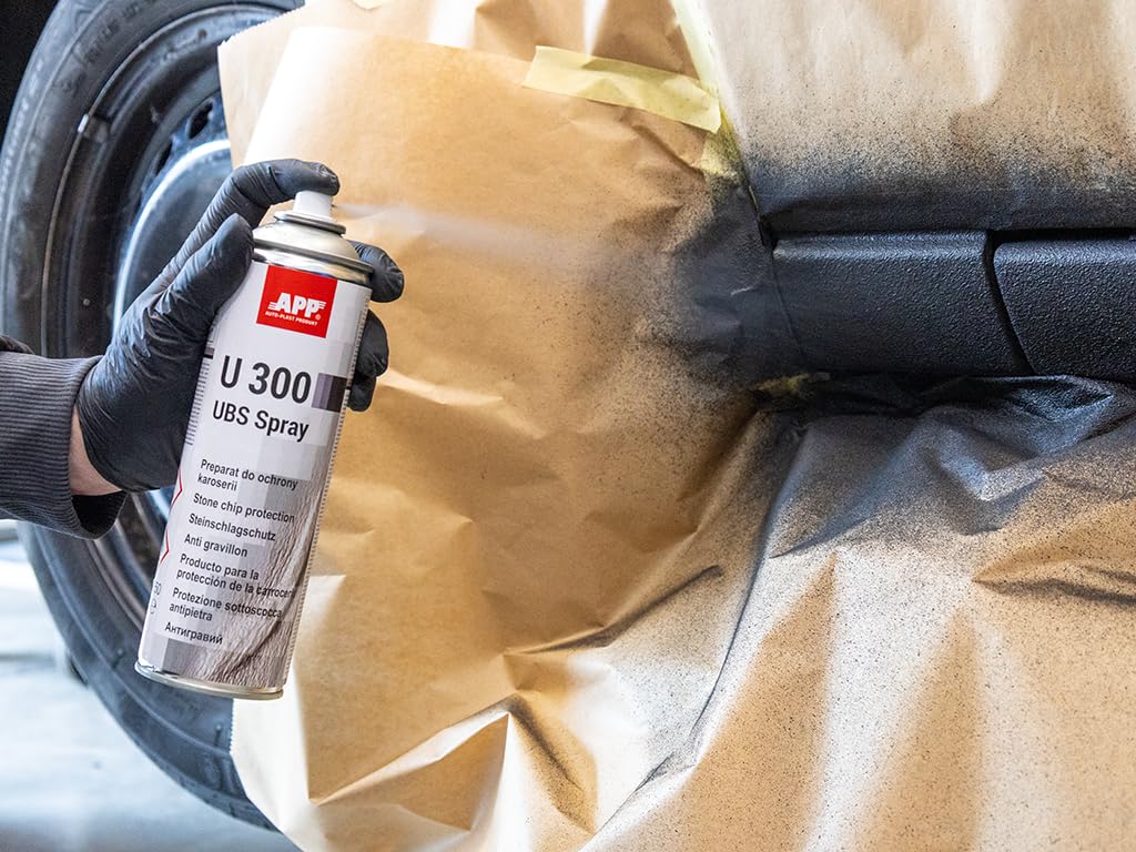App U300 UBS Spray alla Protezione Sottoscocca Auto | Antipietrisco, Antiruggine e Antirombo Sottoscocca Protezione | Antirombo Sottoscocca Spray in Resina Sintetica e Gomma | 500 ml | Nero