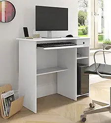 Escrivaninha Mesa para Computador Gamer 1 Gaveta e Suporte CPU Quarto Estudo Escritório Home Office (BRANCO)