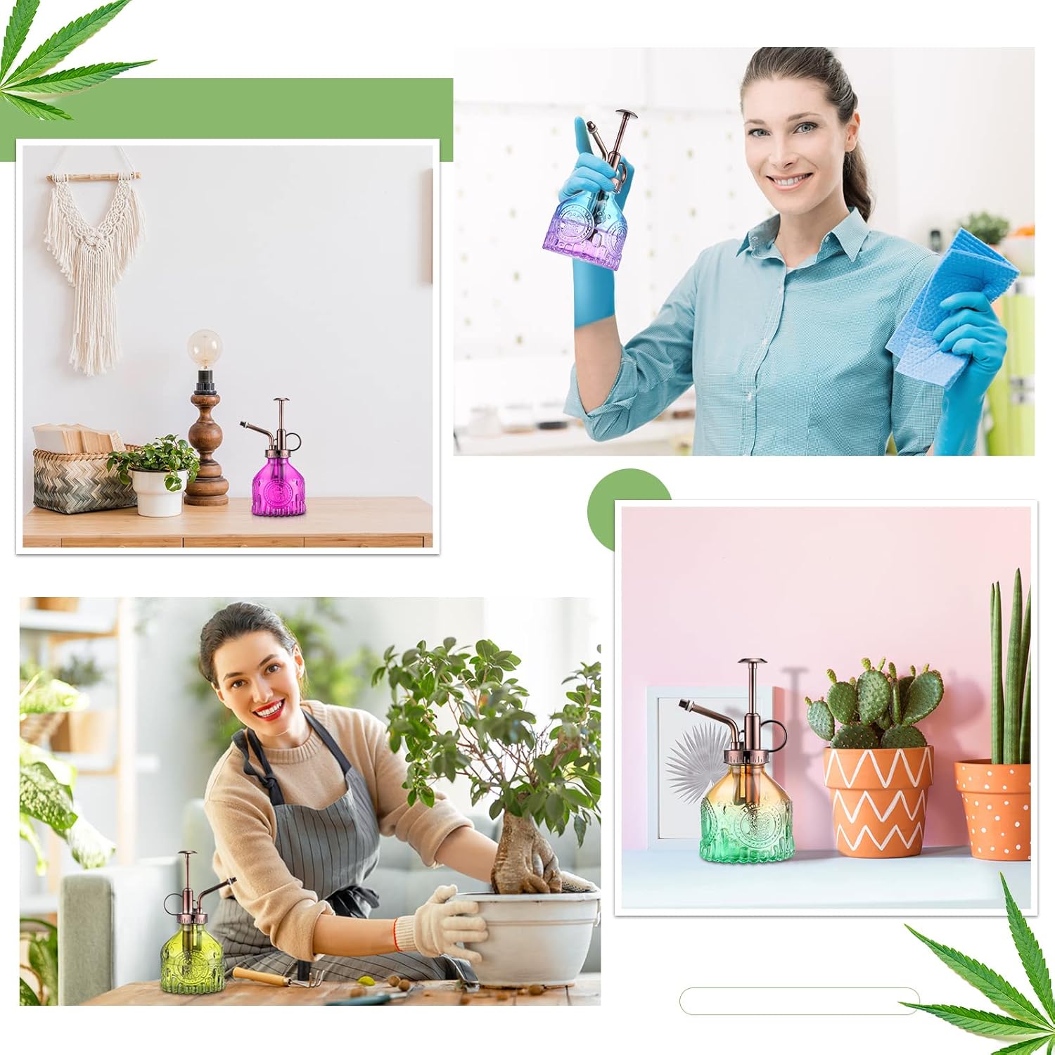 8 Pcs Glass Plant Mister Spray Bottle 200ml Vintage Plant Spritzer Multicolor Succulent Watering Bottle Watering Can 6.4'' with Plastic Top Pumps for Indoor Outdoor Succulents Garden Plants (Bronze)