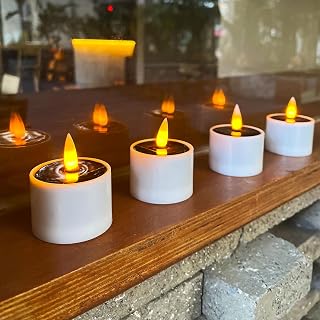 6 Pack Solar Power Tea Lights Outdoor Candle Flameless Flicker IP54 Waterproof Solar Table Lamp LED Candles with Dusk to Dawn Sensor for Lantern Garden Camping Party Home Valentines Decorations