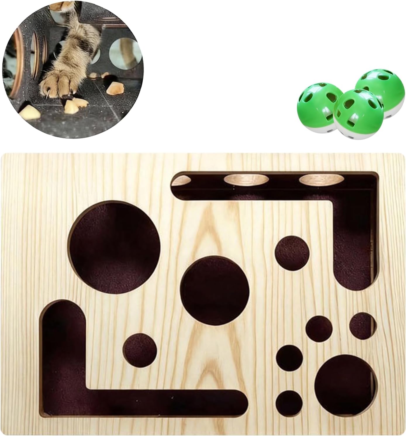 Cat Scratch Puzzle Enrichment Box with Sandpaper - Cat Nail File Enrichment Box for Indoor Cats, Stress-Free Nail Grinder & Clipper Alternative, Natural Scratching & Play (Brown)