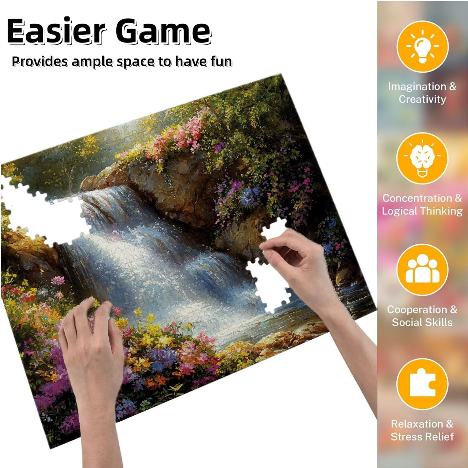 Jigsaw Puzzle, 4000 Pezzi Puzzle Classici, Fiore Puzzle Rilassamento Intelligence, Mpossibile Difficile Puzzles impegnativo per adulti Puzzles per Gioco Familiare, Regalo per Amore Amico Cascate K0F67