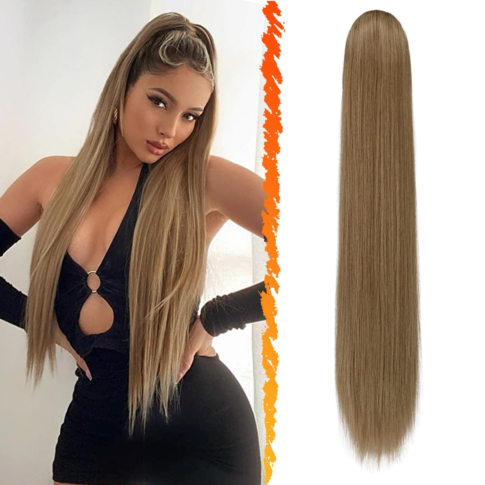 BARSDAR Long Straight Ponytail Extension