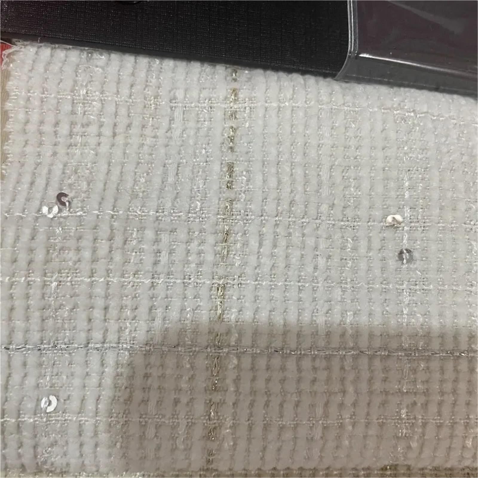 Tradycyjna tkanina tweedowa, Polyester Tweed Sequin Fabric For DIY Sewing Coat Skirt Vest Multicolor 100cmx148cm(Beige)