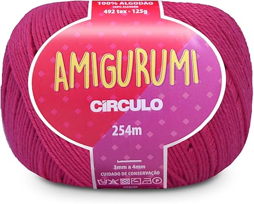 Circulo Amigurumi - Hilo 100 % algodón virgen brasileño mercerizado, hilo de algodón para ganchillo y tejer, hilo suave, hilo rosa artístico, hilo