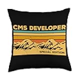 CMS Developer Developer Gifts Vintage CMS Developer Content Management System Throw Pillow, 18x18, Multicolor