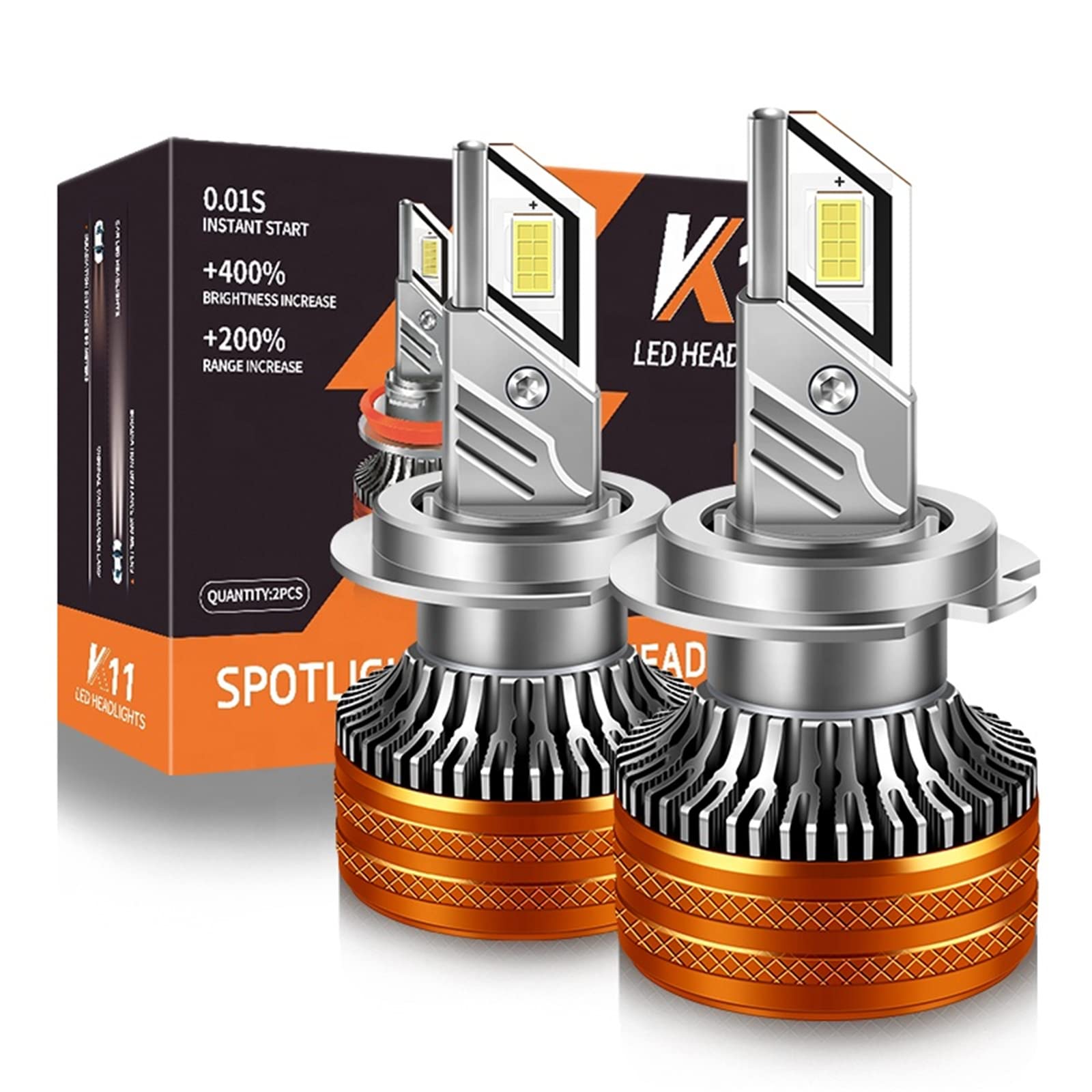 Bombillas LED Para Faros Delanteros, 13600 Lúmenes, 400% Más Brillantes, Kit De Conversión De Faros LED, 6000 K, Blanco Frío, Repuesto Halógeno, Paquete De 2,H4