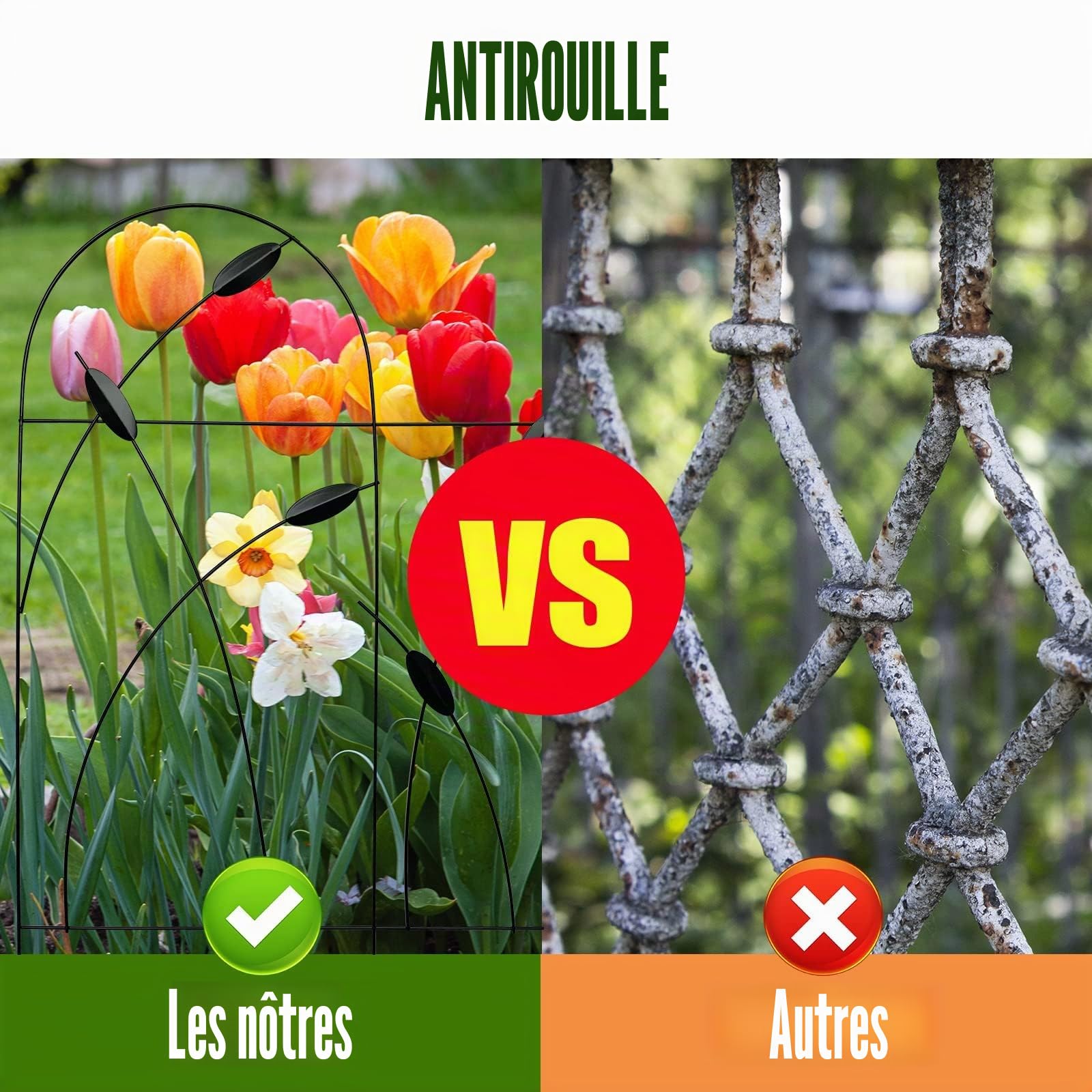 Thealyn Lot de 10 bordures décoratives en métal pour clôture de jardin, 81,3 x 49,5 cm (H x l), 10 panneaux, 4,9 m au total, clôture en fer forgé antirouille pour parterres de fleurs et arbres