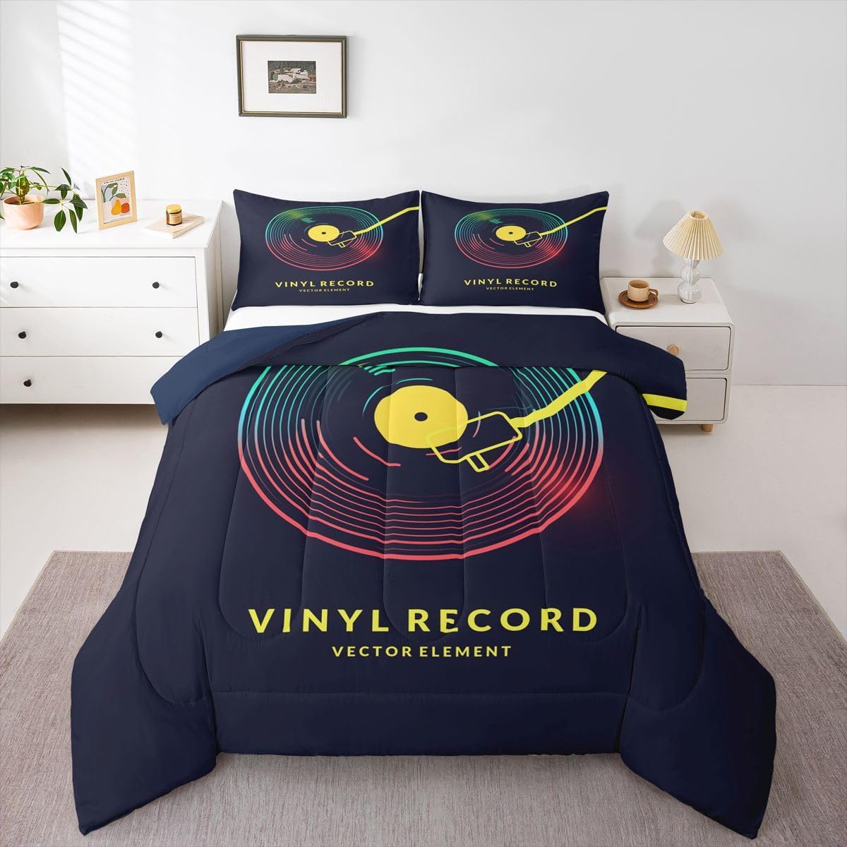 Erosebridal Koi Comforter Set, Goldfish Bedding Set Sea Wave Duvet Set Ukiyo-E Japan Ocean Quilt Set Queen Size for Dorm Bedroom Living Room Decorative Underwater World Oasis Quilt Set