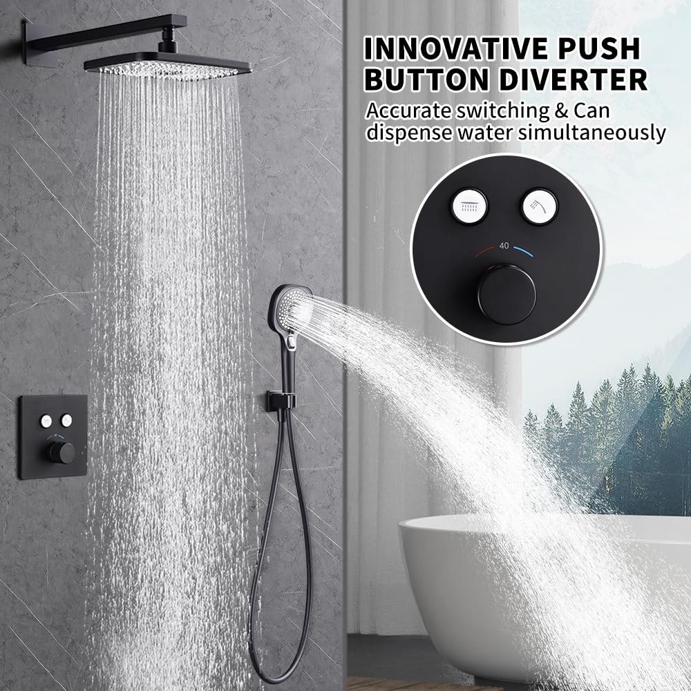 Colonne Douche Thermostatique (Douche Encastree Noire)