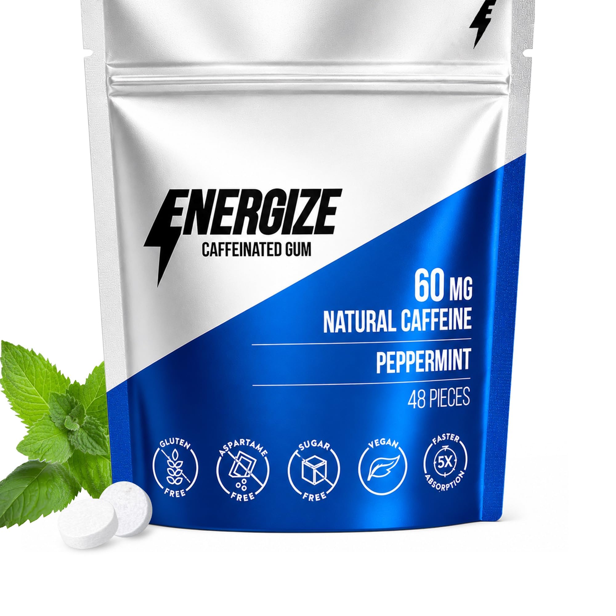 Peppermint Caffeine Gum, Natural Green Coffee Bean Energy Gum with Vitamin B6 B12, Sugar Free Caffeinated Chewing Gum for Focus, 24 Pieces — Amazon image 7