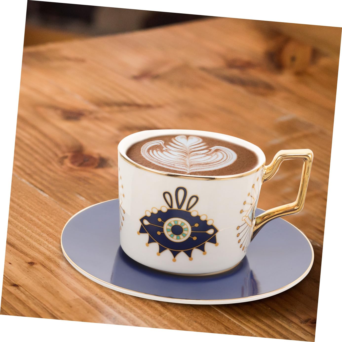 Set Di Tazze Da Caffè in Ceramica Con Occhio Diabolico E Manico Tazza Da Tè in Ceramica Con Piattino Design Elegante Per Casa E Ufficio