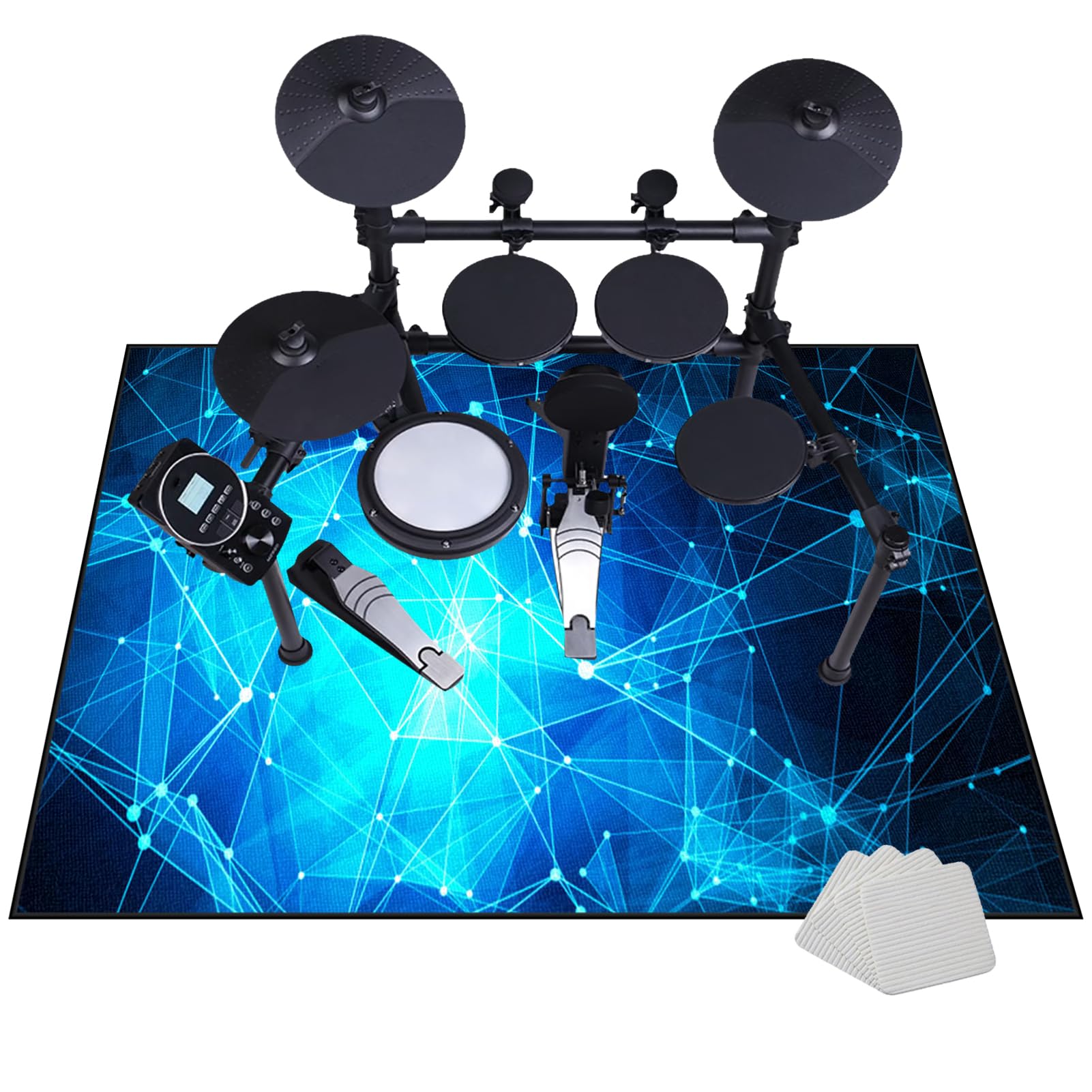 Professioneller Schlagzeugteppich, Schlagzeug Teppich, Schallschutzmatte, Drum Teppich, rutschfeste Trommel Teppiche, Quadratische Schallschutzdecke für E-Drum-Kits Bass Drum Snare 160 x 150 cm