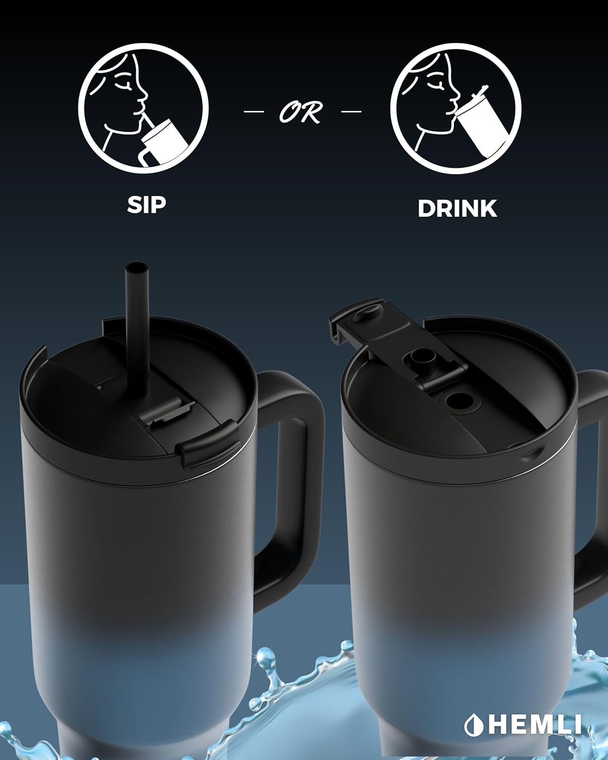 40 Oz Tumbler with Handle and Straw, Insulated Tumbler with Leakproof 2-in-1 Lid and Straw, Reusable and Portable Water and Coffee Stainless Steel Travel Mug, Vacuum Insulated - Image 4
