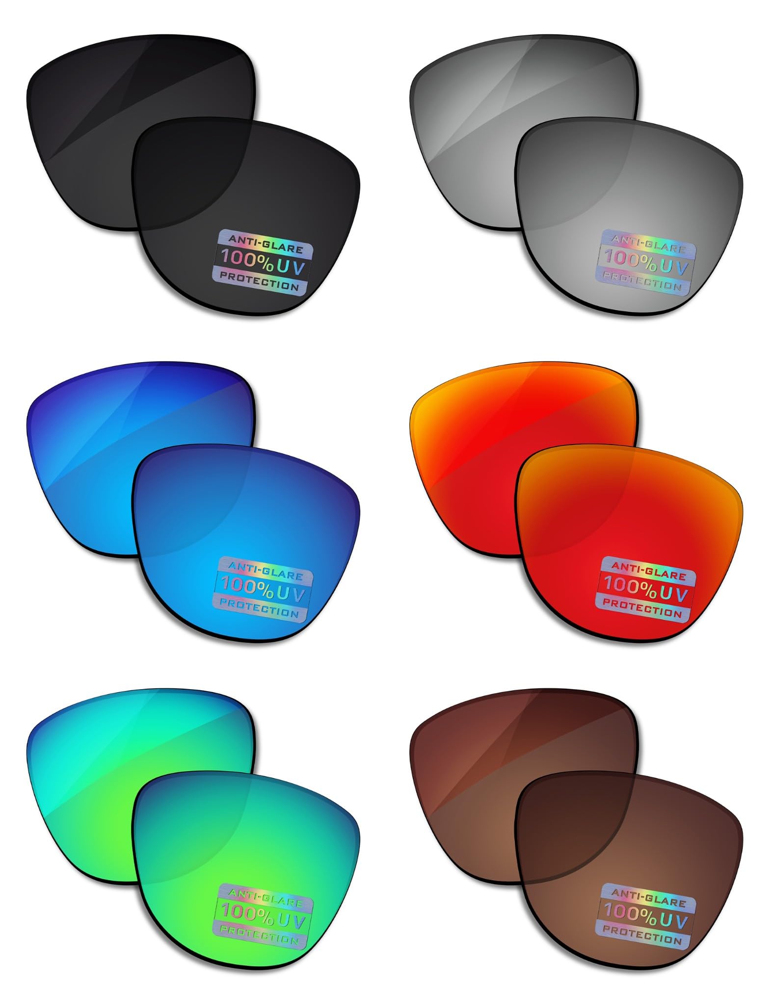 Bowyer 6 Paar polarisierte Ersatzgläser für Ray-Ban Meta Skyler RW4010 52 mm Smart-Brillen – Schwarz + Titan Spiegel + Surf Blue Mirror + Fire Red Mirror + Jade Green Mirror + Brown