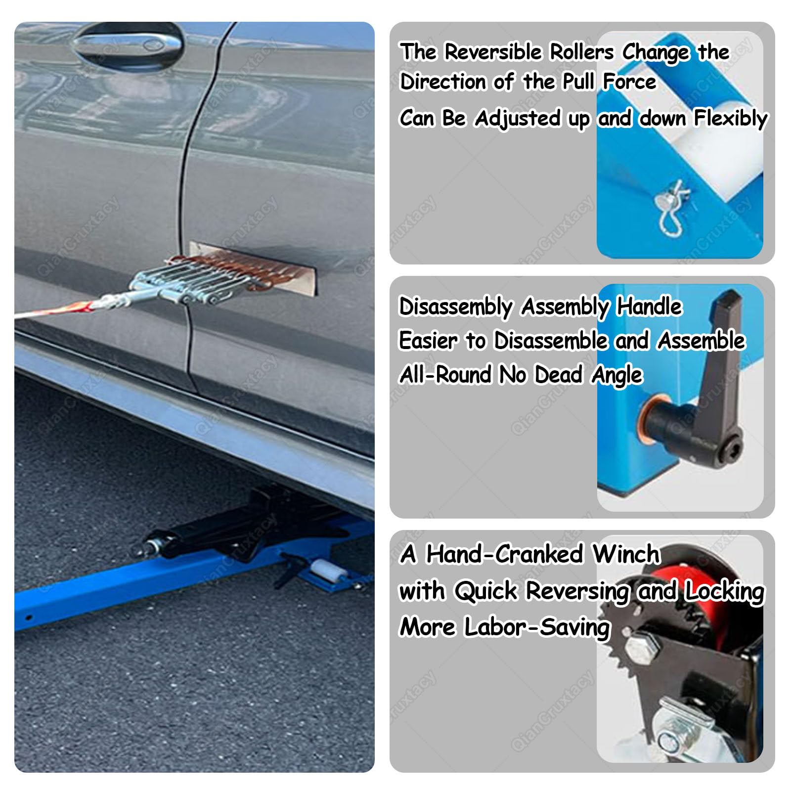 Estrattore per riparazione ammaccature auto, inclinazione di 120°, regolazione dell'altezza di 920 mm, forza 350 kg per riparazione carrozzeria su passaruota, porte, sottosquadri