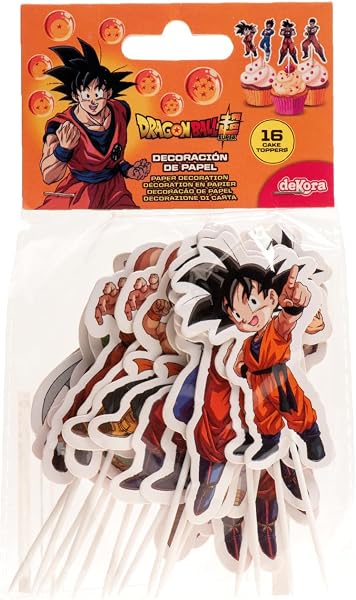 Cake Toppers Dragon Ball 16 Unidades – Decoración cupcakes y tartas, papel apto para contacto alimentario, 8 diseños con Goku, Vegeta, Piccolo, Krilin, Trunks y Shenron - 3
